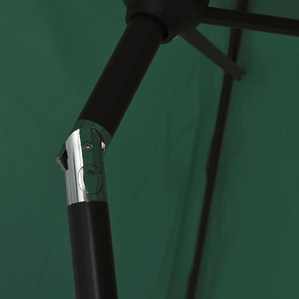 Cantilever umbrella with LED lighting 3 m green
