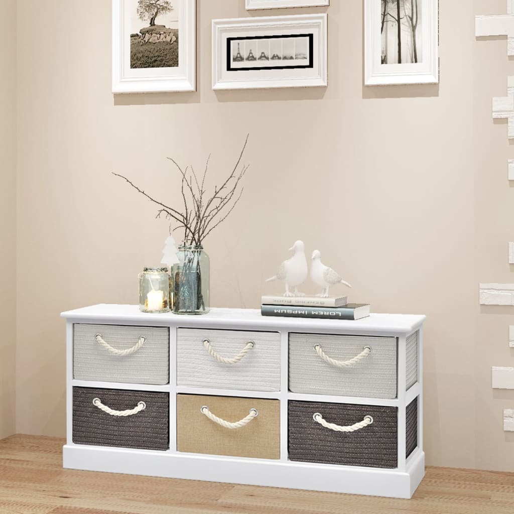 Storage bench 6 drawers wood