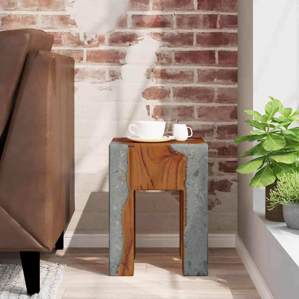 Hocker Massivholz Teak und Harz