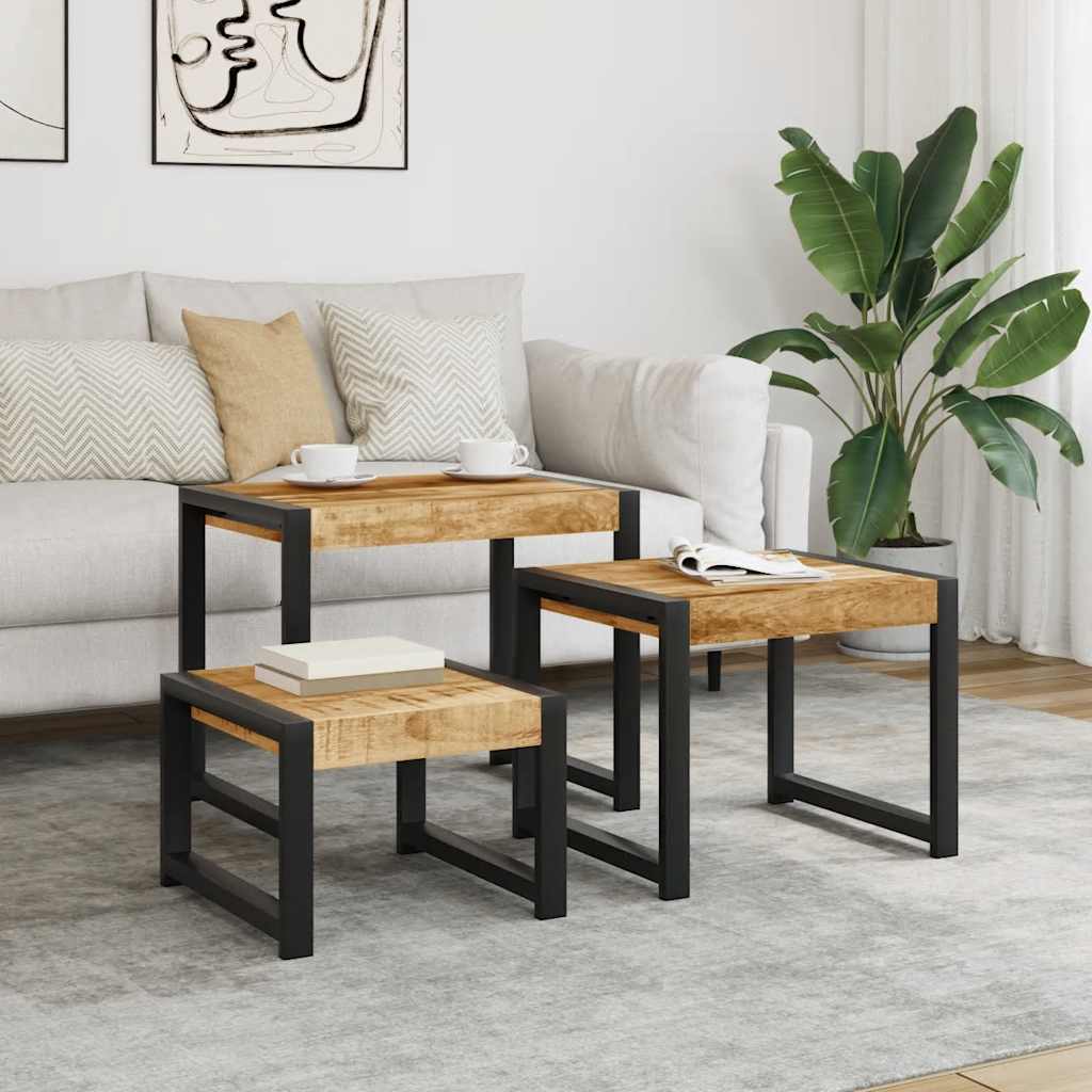 Nest of tables 3 pcs. Solid mango wood