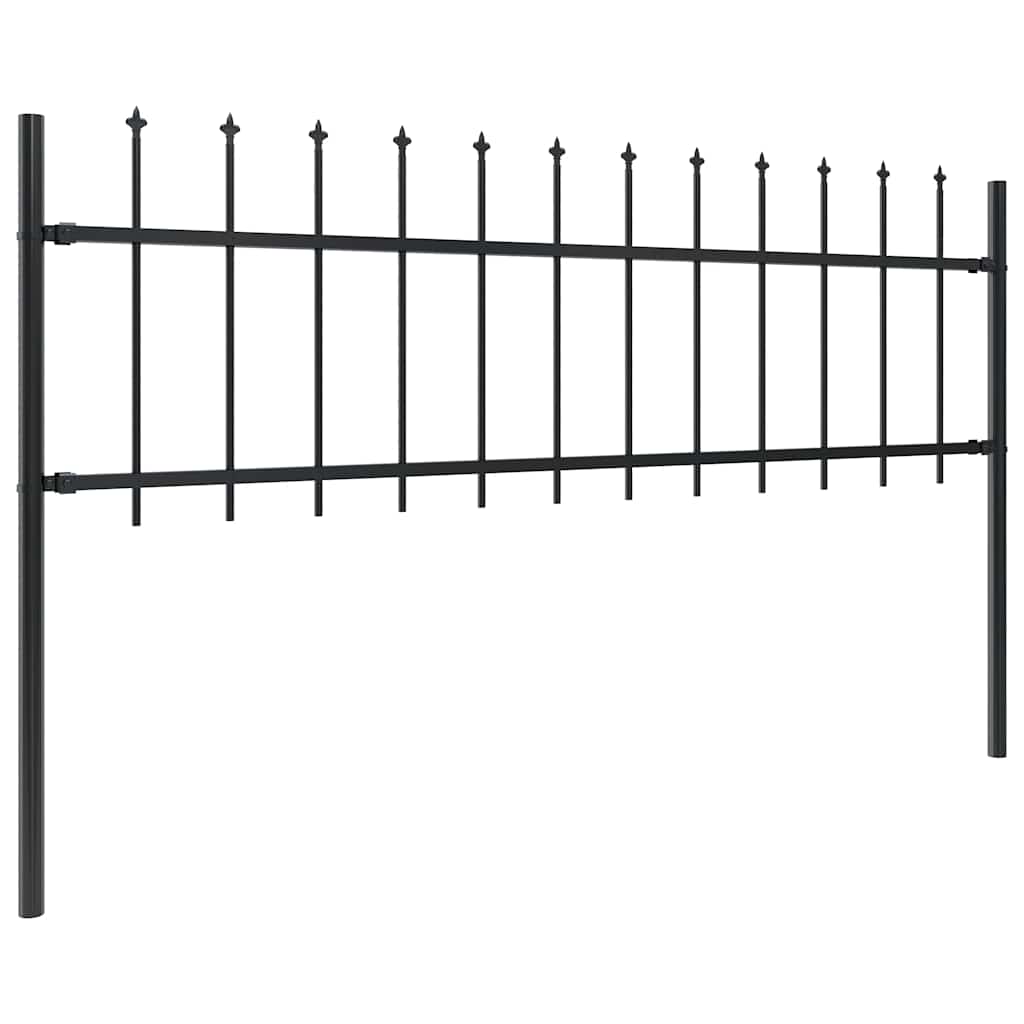 Gartenzaun mit Speerspitzen Stahl 1,8 m Schwarz