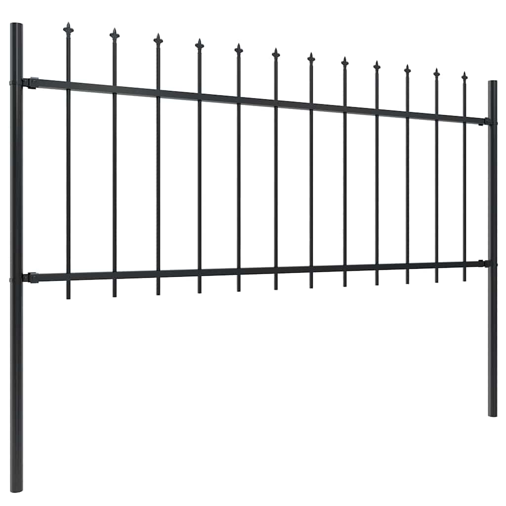 Gartenzaun mit Speerspitze Stahl 181 x 80 cm Schwarz