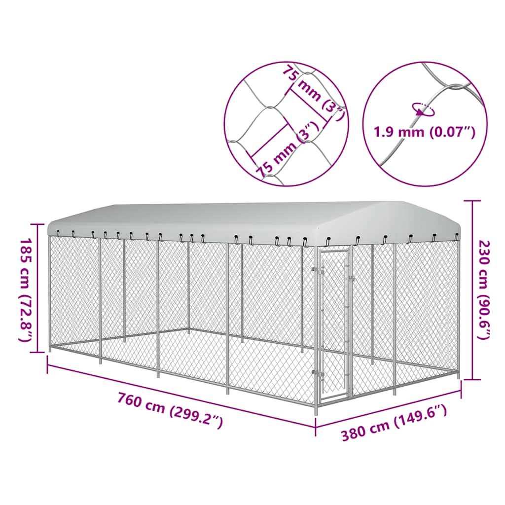 Outdoor-Hundezwinger mit Überdachung 7,6x3,8x2,3 m