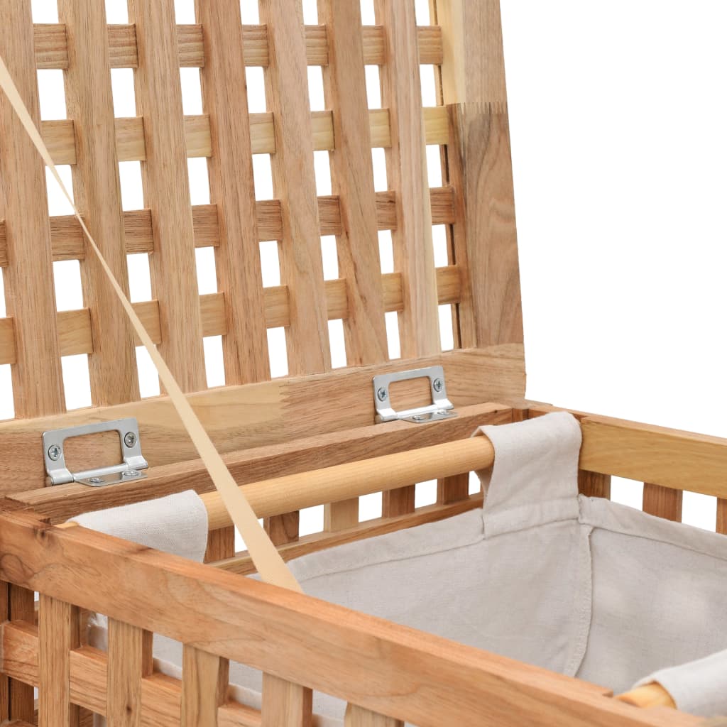 Laundry basket 39x39x65 cm solid walnut wood