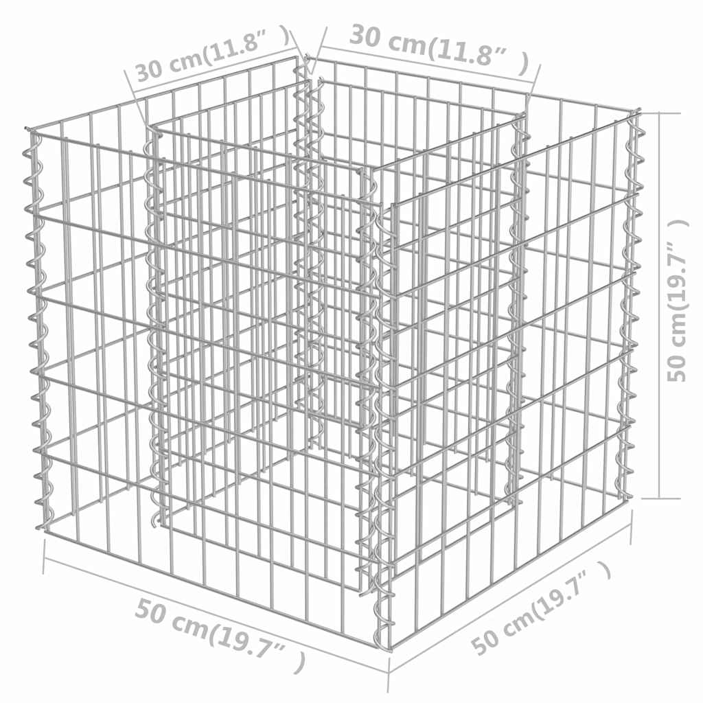 Gabionen-Hochbeet Verzinkter Stahl 50×50×50 cm
