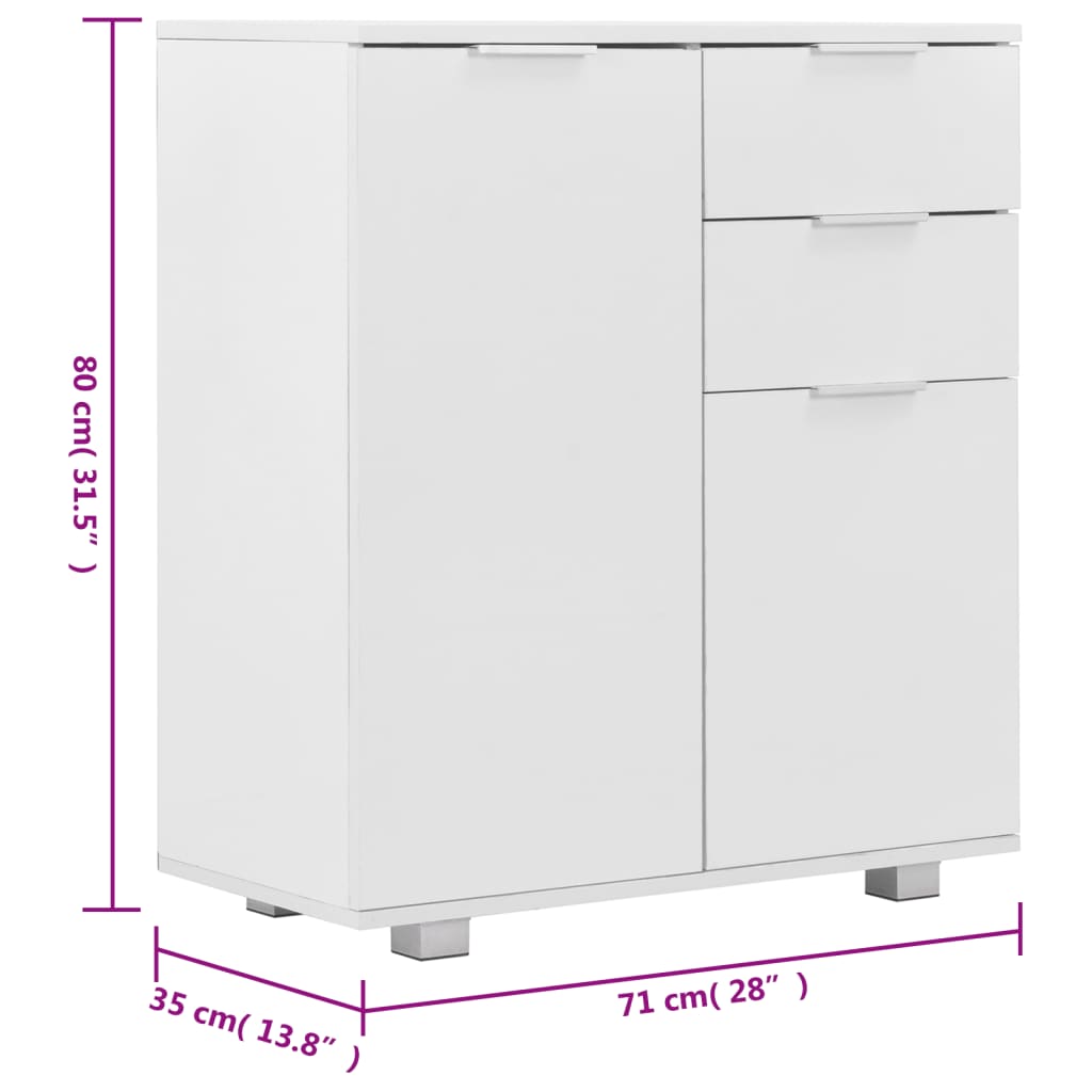 Sideboard Hochglanz-Weiß 71x35x80 cm Holzwerkstoff