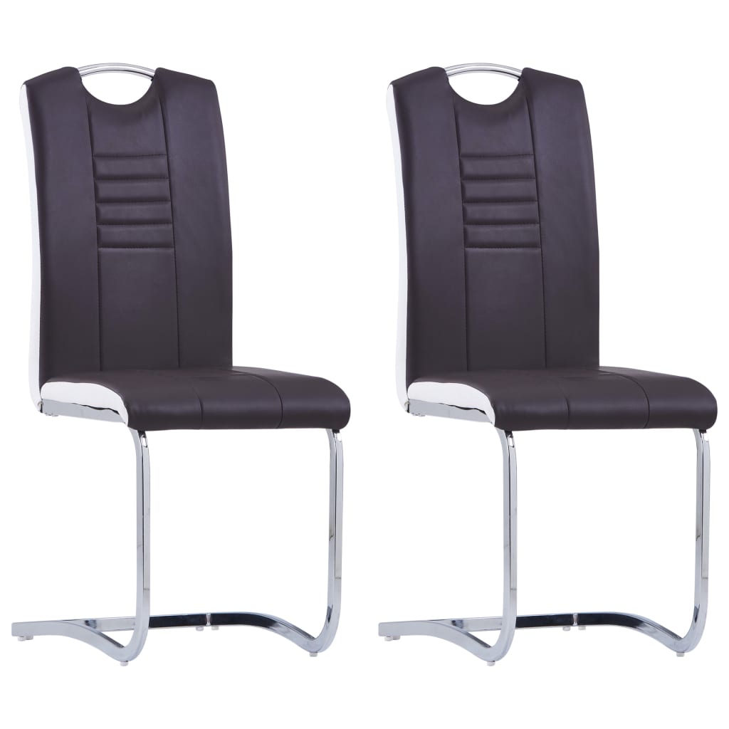 Cantilever chairs 2 pcs. Brown artificial leather