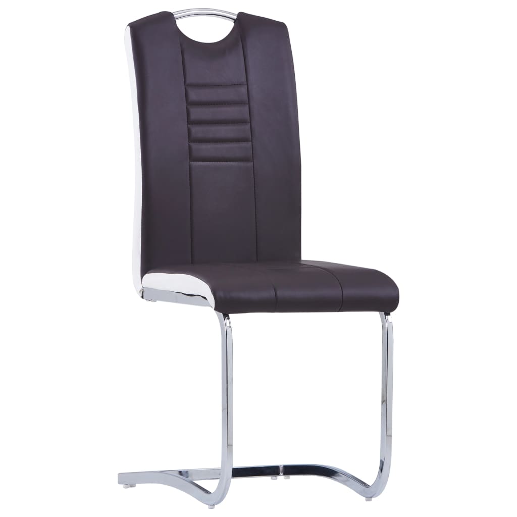 Cantilever chairs 2 pcs. Brown artificial leather