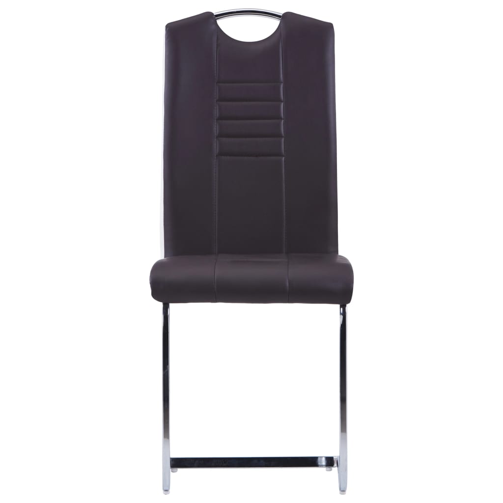 Cantilever chairs 2 pcs. Brown artificial leather