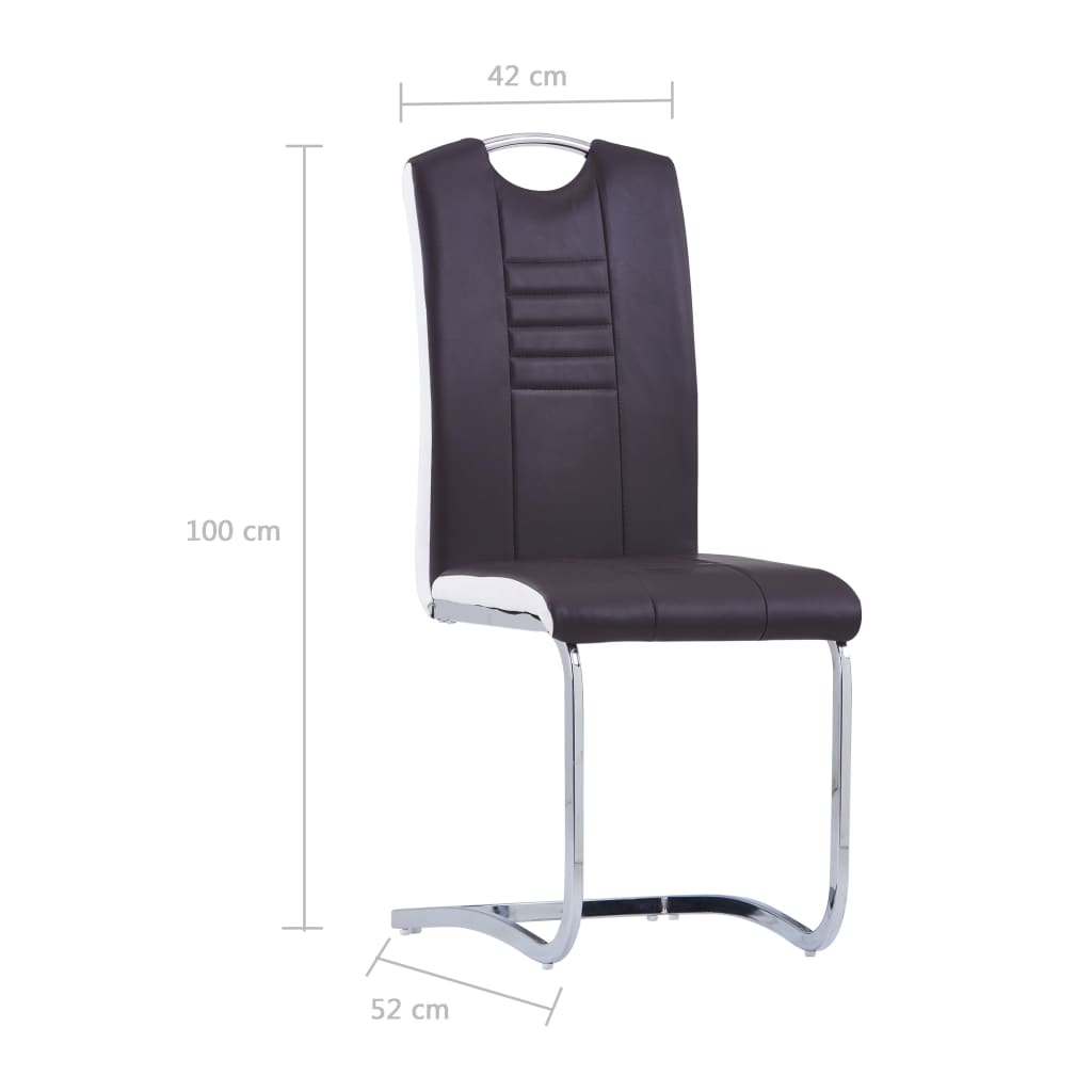 Cantilever chairs 2 pcs. Brown artificial leather