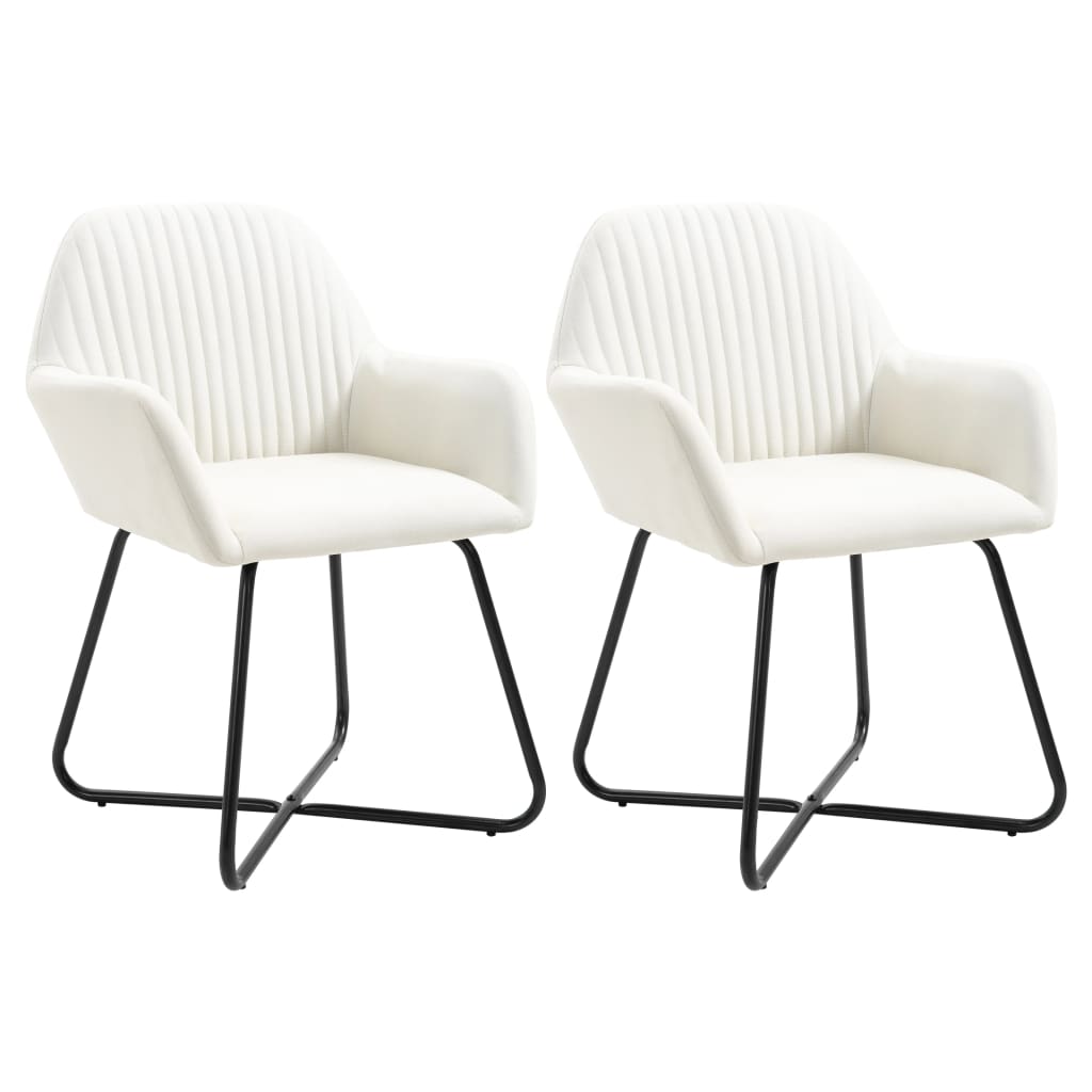 Dining Chairs 2 pcs. Cream Fabric