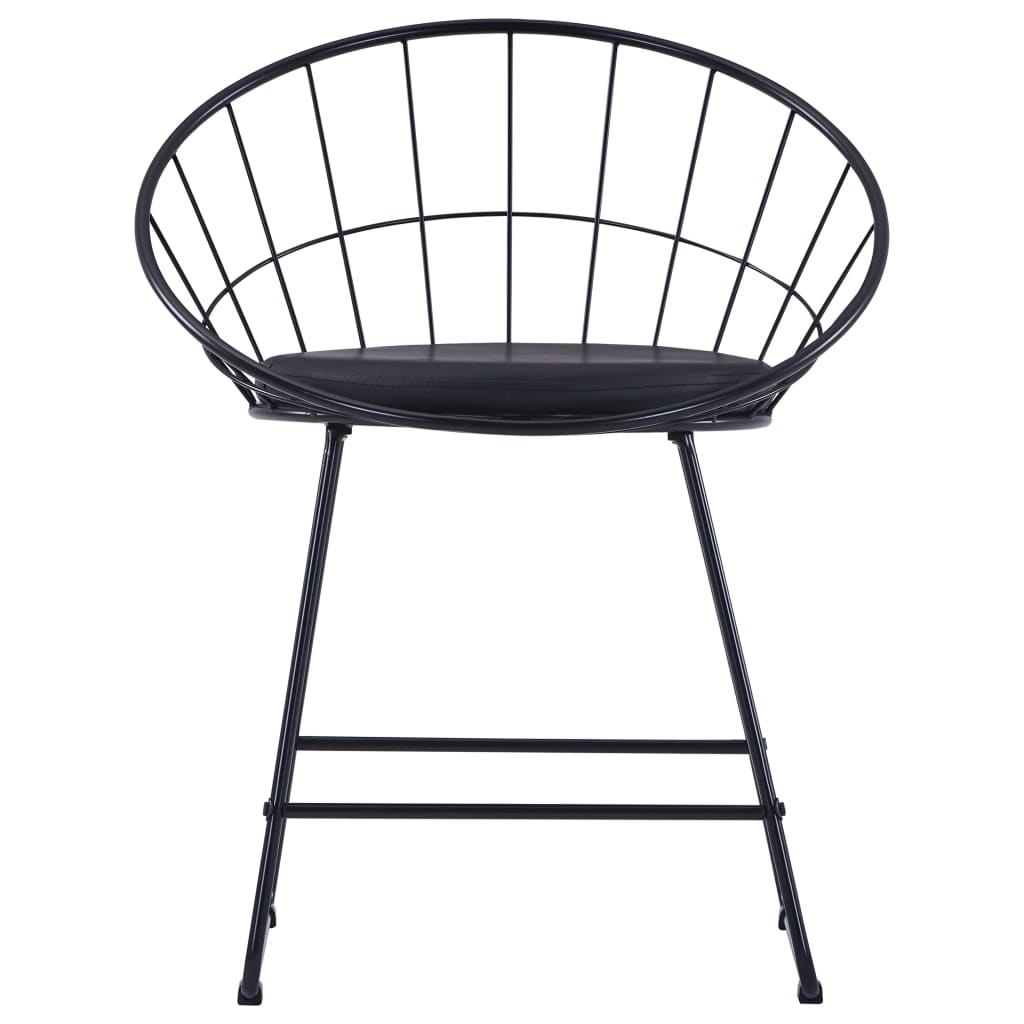 Dining chairs with faux leather seats 6 pcs. Black Steel