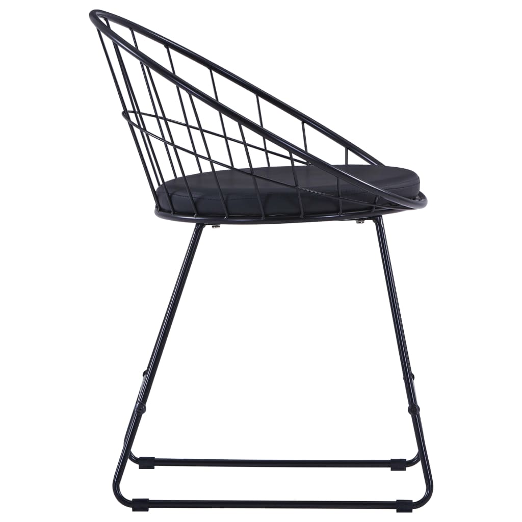 Dining chairs with faux leather seats 6 pcs. Black Steel