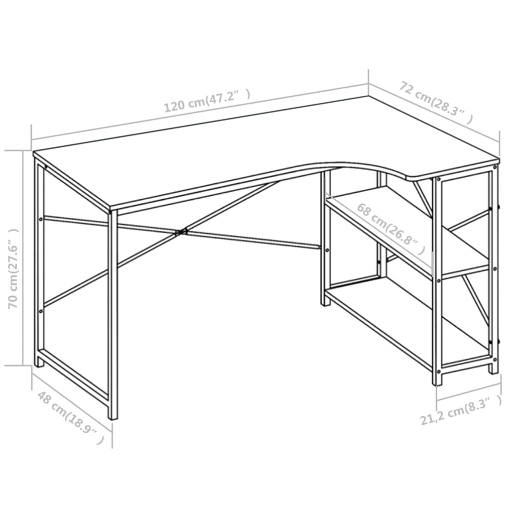 Computer desk white 120x72x70 cm