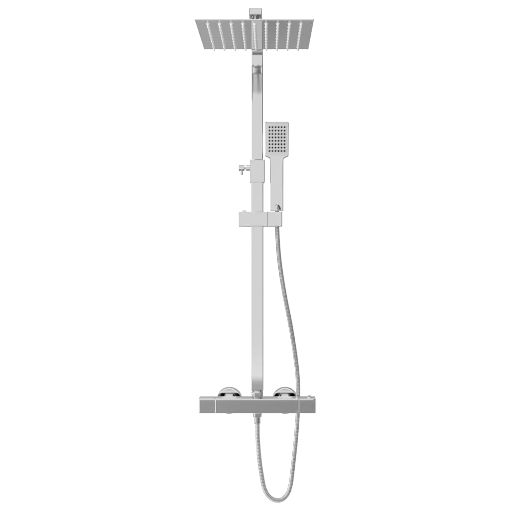 Doppelkopf-Duschset mit Thermostat Edelstahl