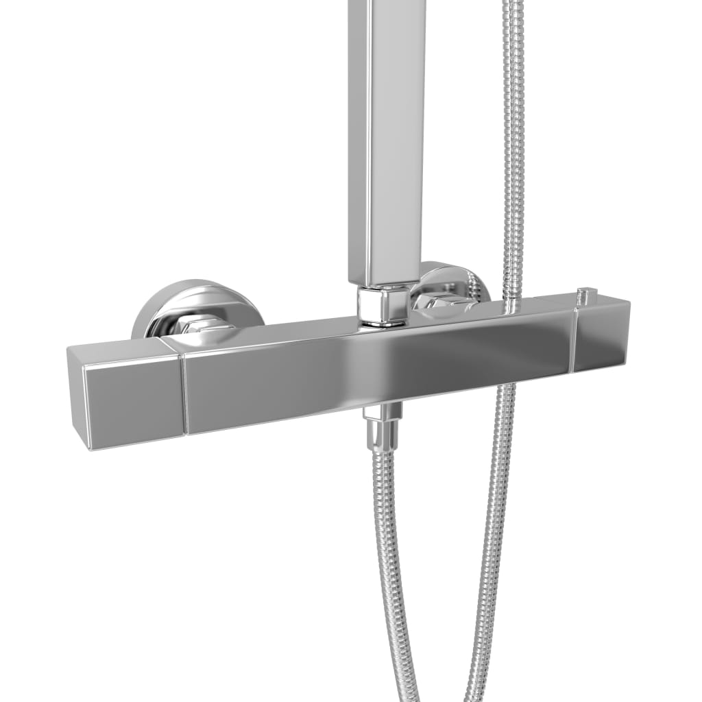 Doppelkopf-Duschset mit Thermostat Edelstahl
