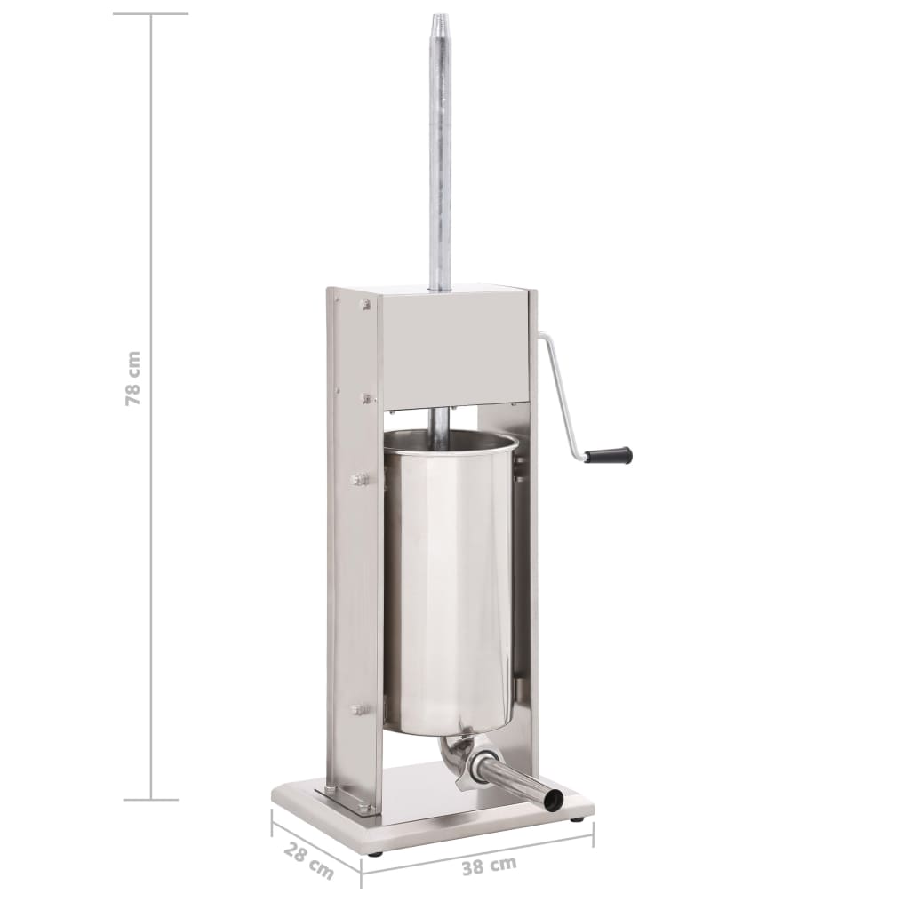 Manual Sausage Filler Silver 15 L Stainless Steel
