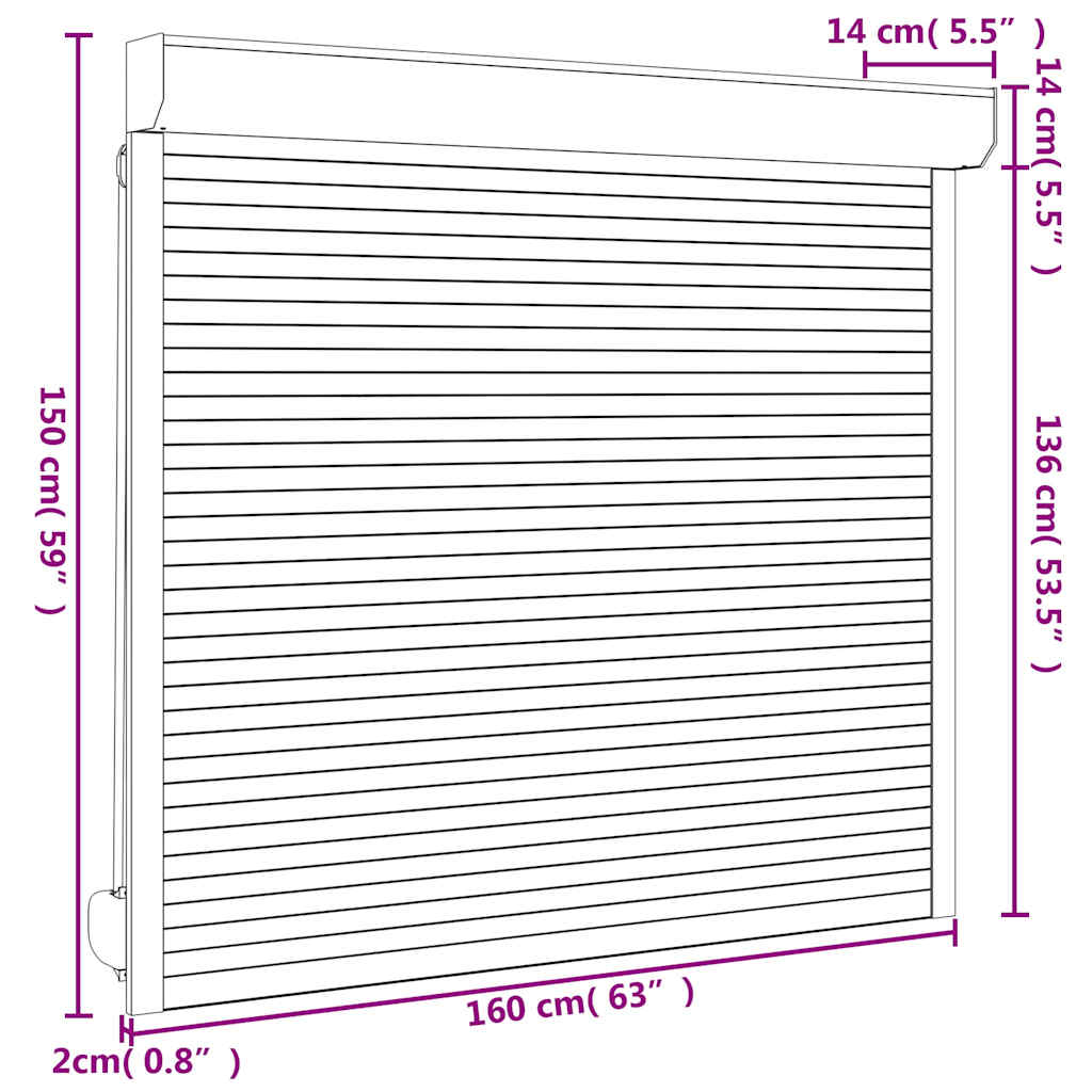 Rollladen Aluminium 160x150 cm Weiß