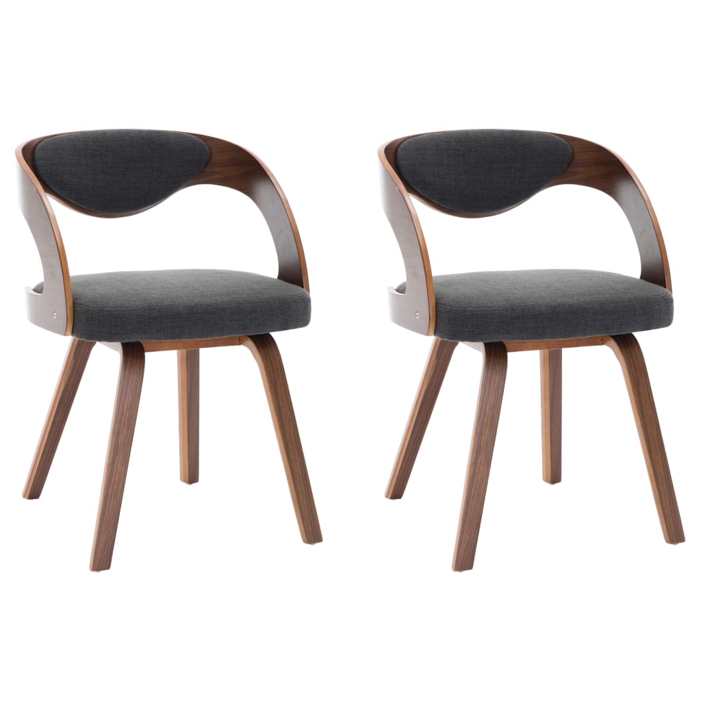 Dining chairs 2 pcs. Dark grey bentwood and fabric