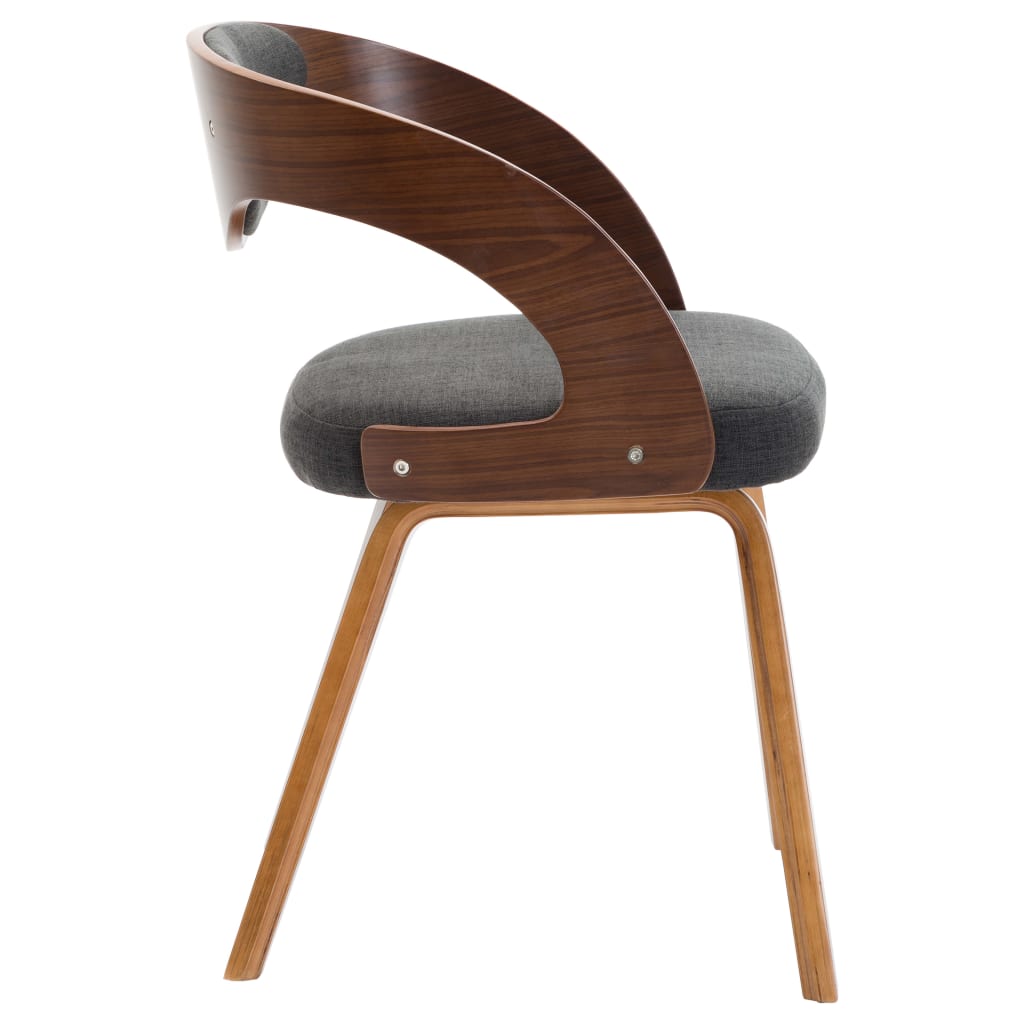 Dining chairs 2 pcs. Dark grey bentwood and fabric