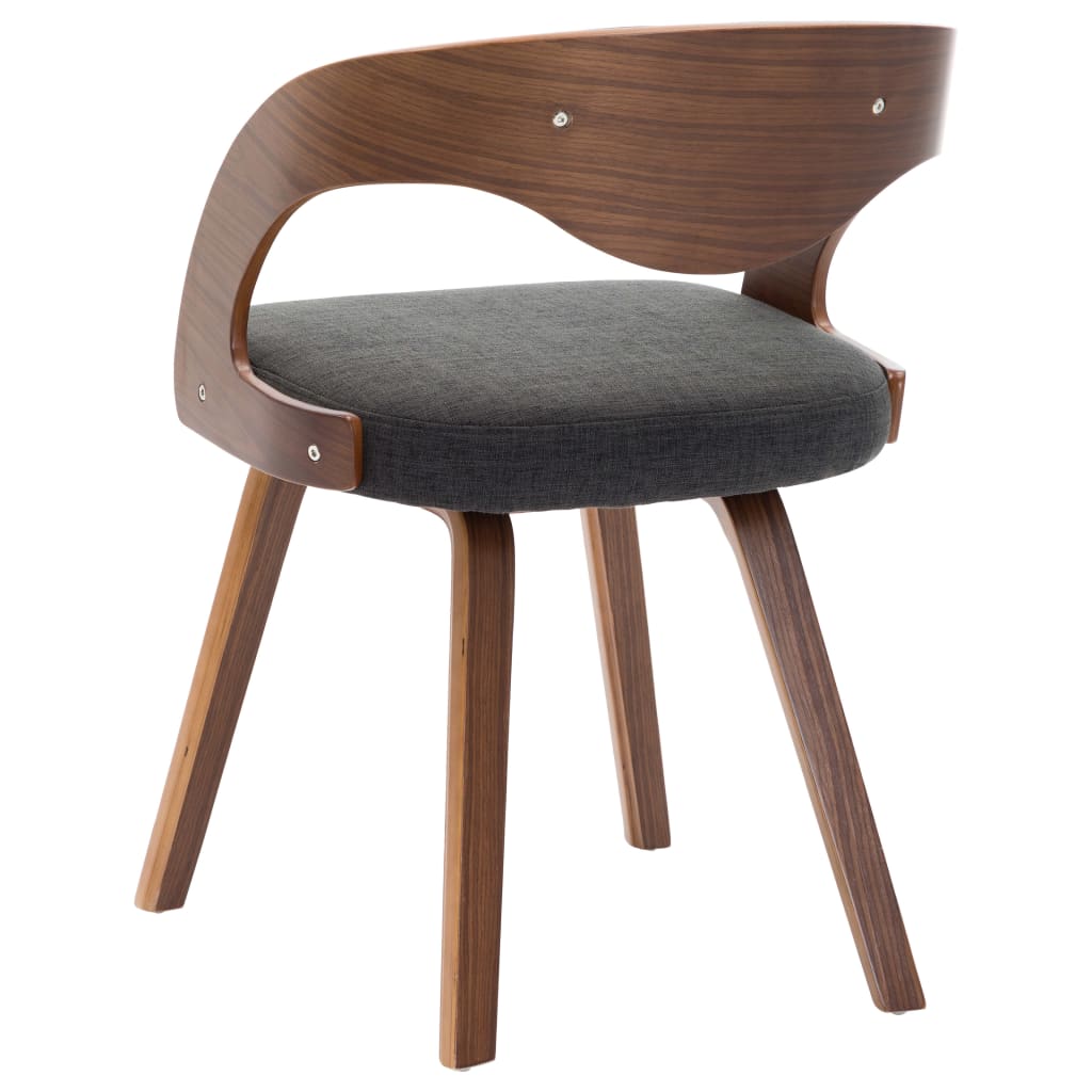 Dining chairs 2 pcs. Dark grey bentwood and fabric