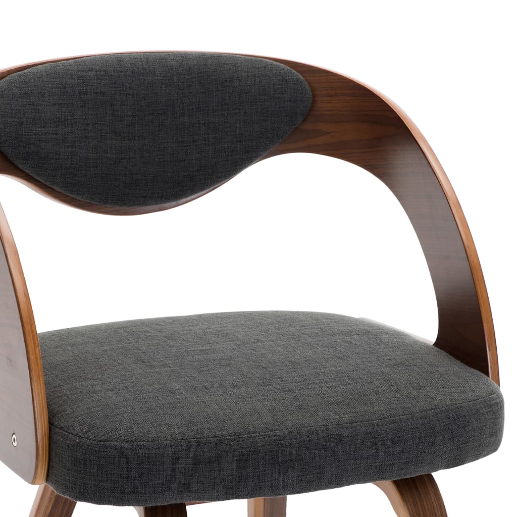 Dining chairs 2 pcs. Dark grey bentwood and fabric