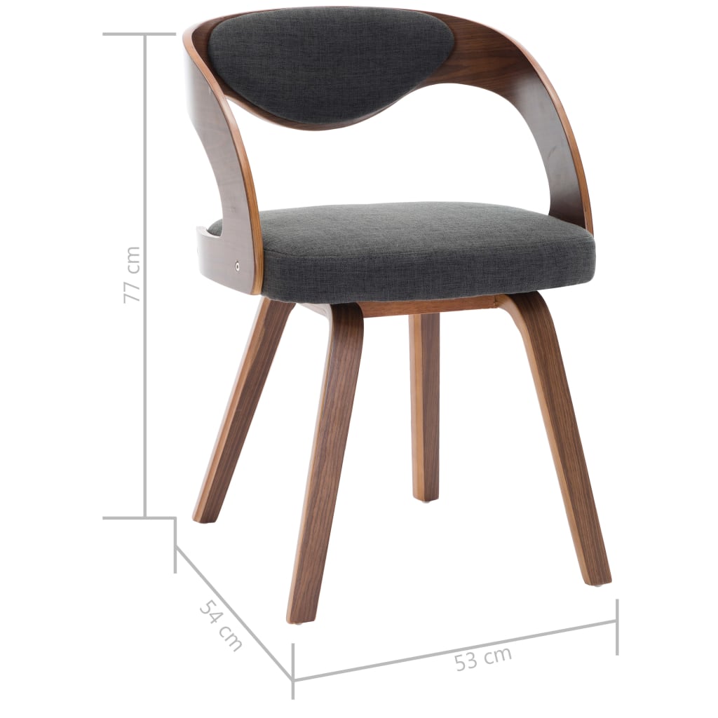 Dining chairs 2 pcs. Dark grey bentwood and fabric