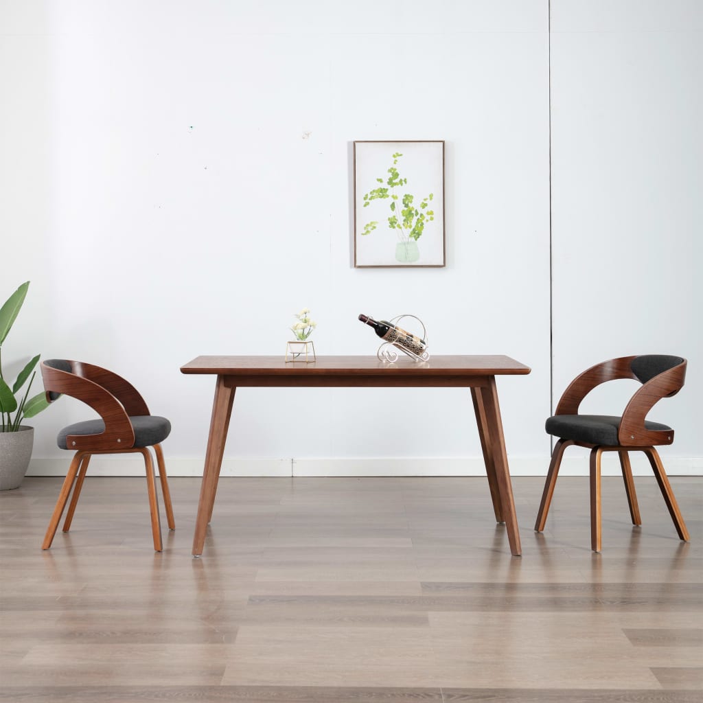 Dining chairs 2 pcs. Dark grey bentwood and fabric