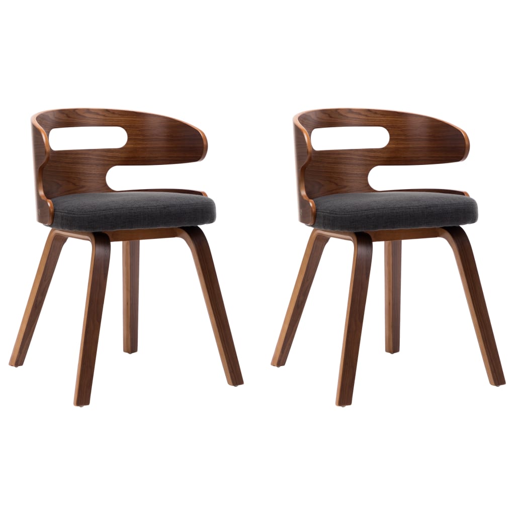 Dining chairs 2 pcs. Dark grey bentwood and fabric