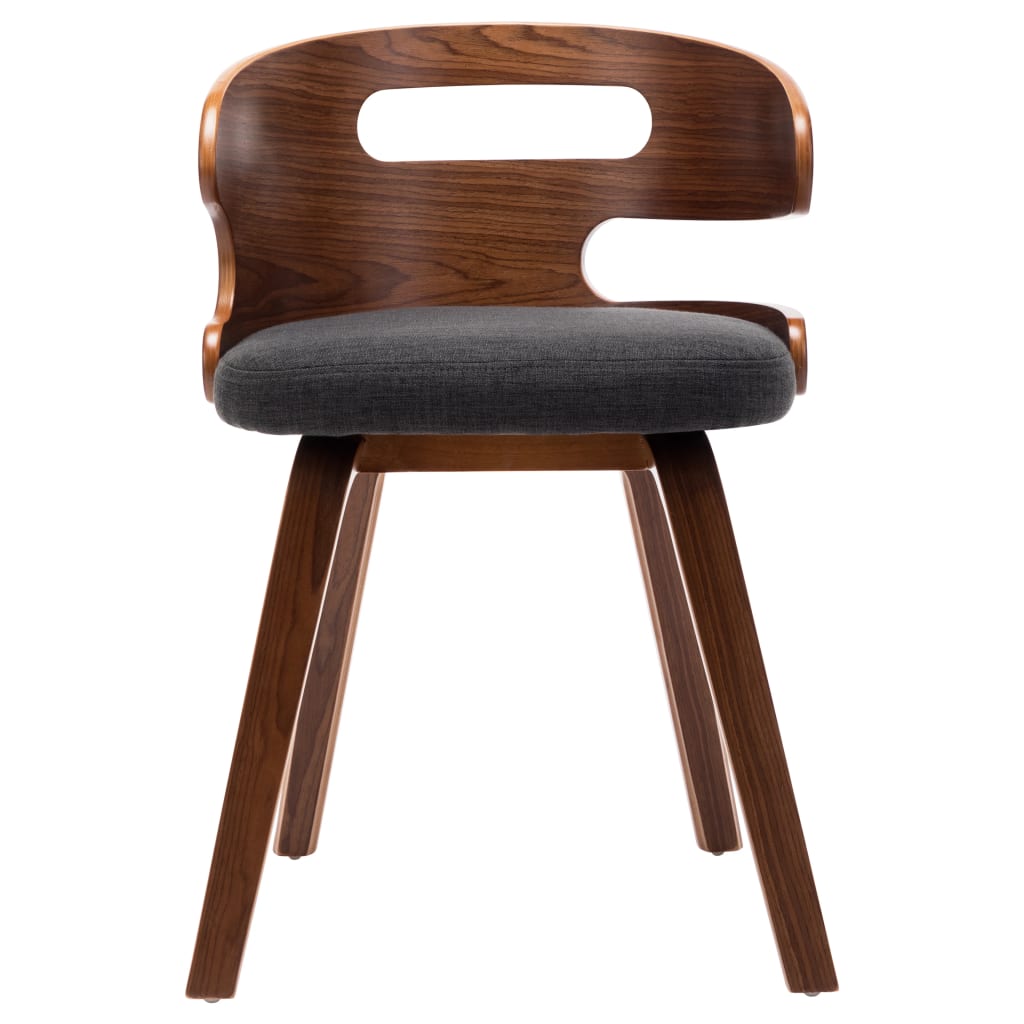 Dining chairs 2 pcs. Dark grey bentwood and fabric