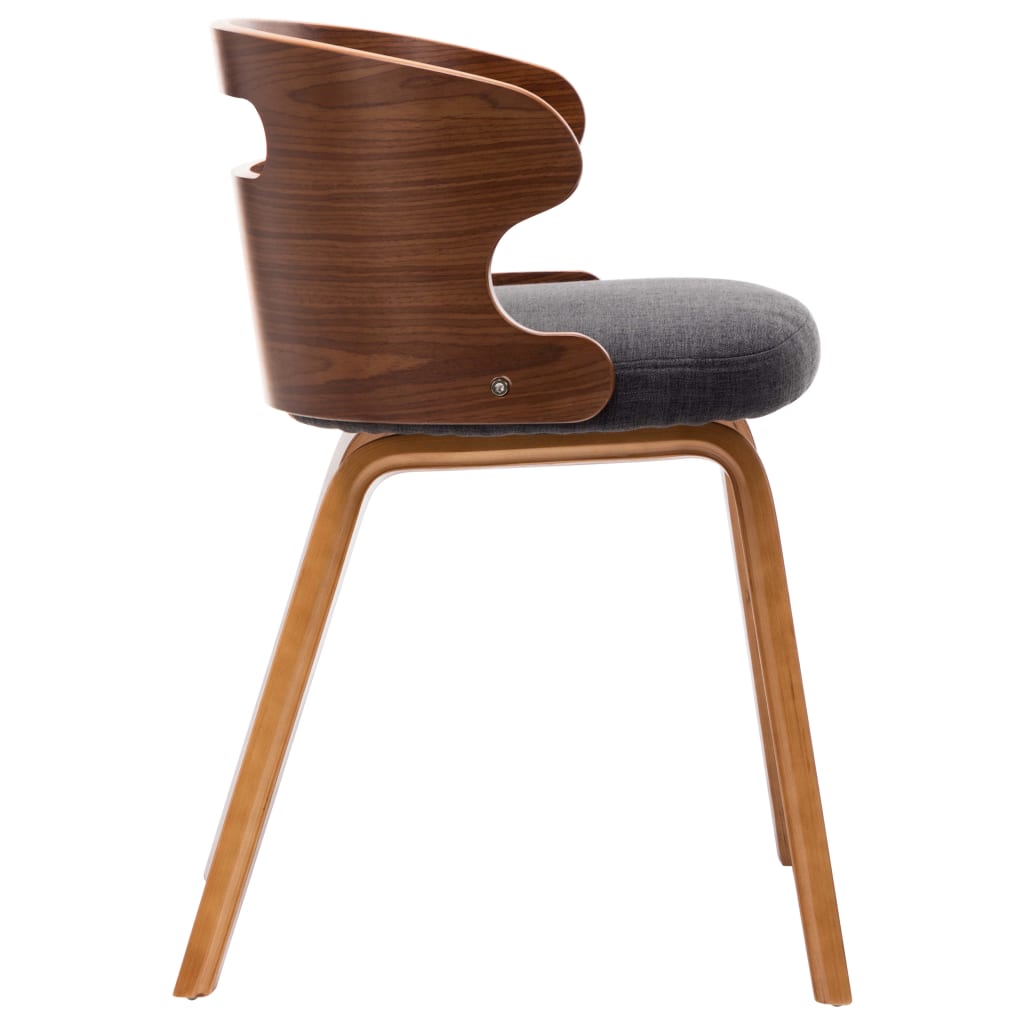 Dining chairs 2 pcs. Dark grey bentwood and fabric