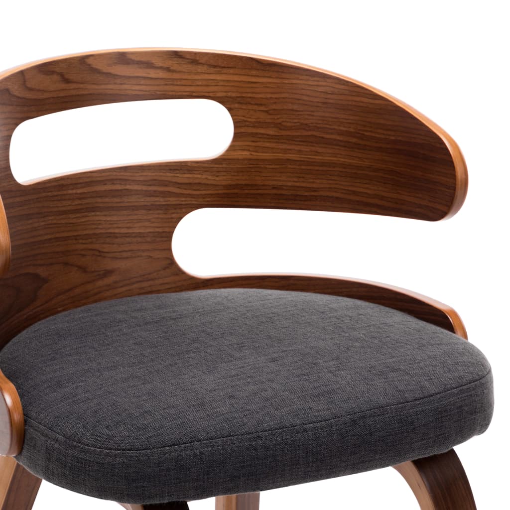 Dining chairs 2 pcs. Dark grey bentwood and fabric