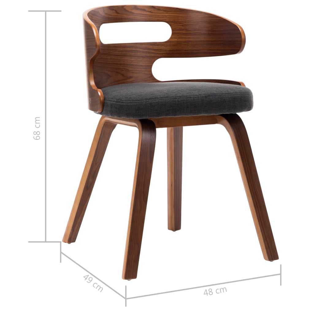 Dining chairs 2 pcs. Dark grey bentwood and fabric