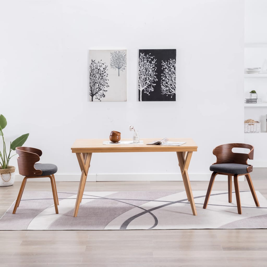 Dining chairs 2 pcs. Dark grey bentwood and fabric