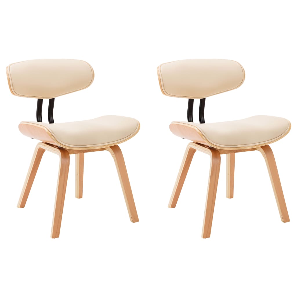Dining chairs 2 pcs. Cream bentwood and imitation leather