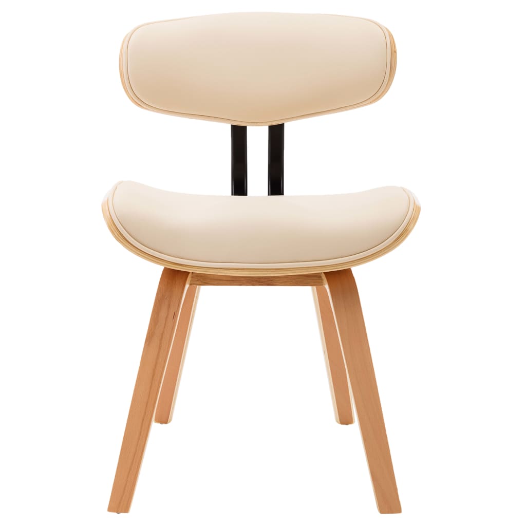 Dining chairs 2 pcs. Cream bentwood and imitation leather