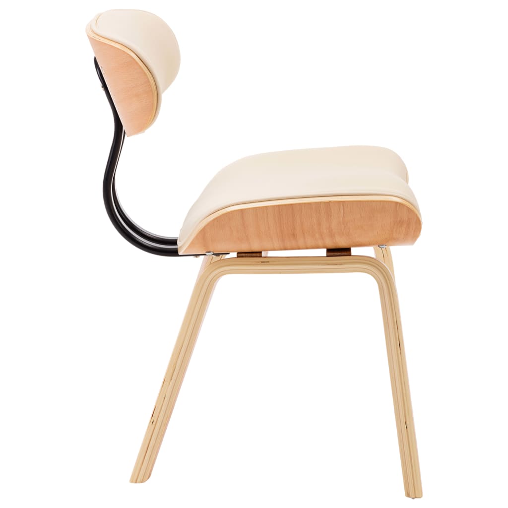 Dining chairs 2 pcs. Cream bentwood and imitation leather