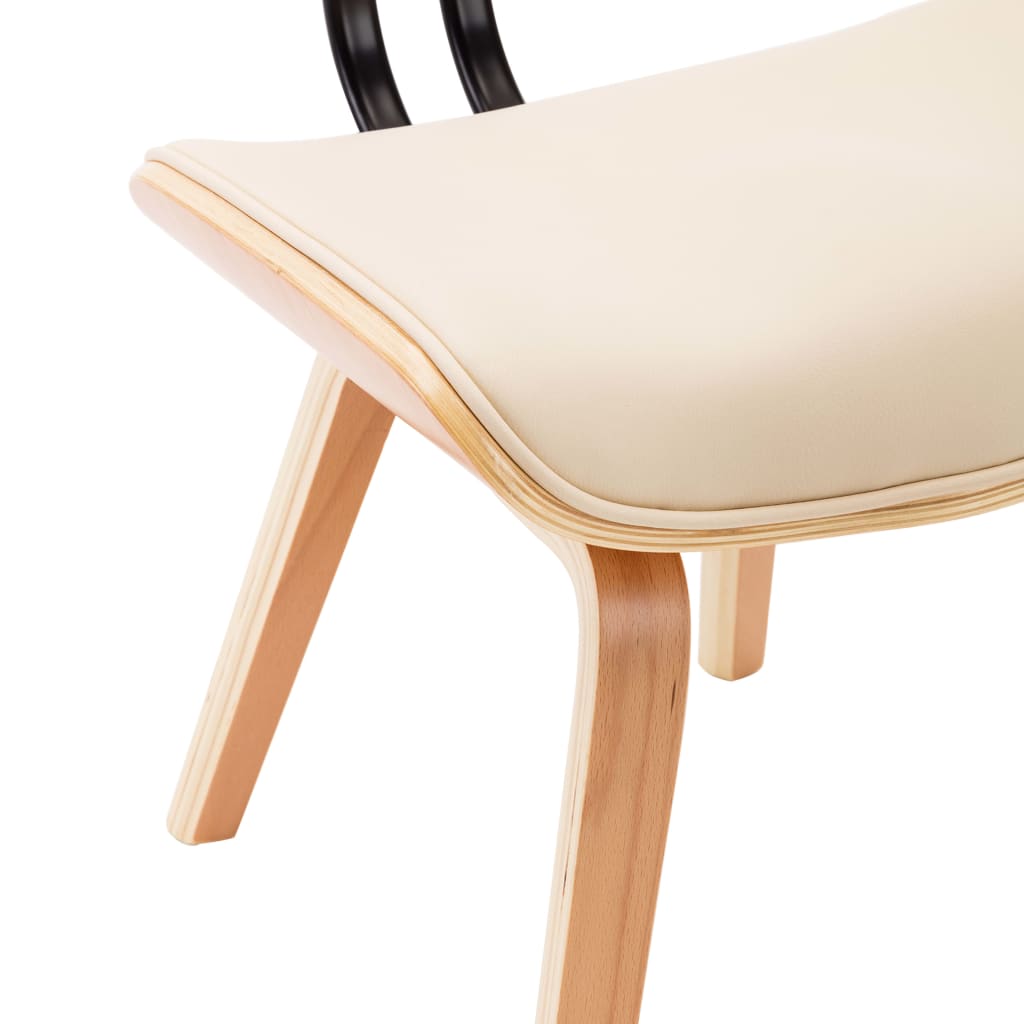 Dining chairs 2 pcs. Cream bentwood and imitation leather