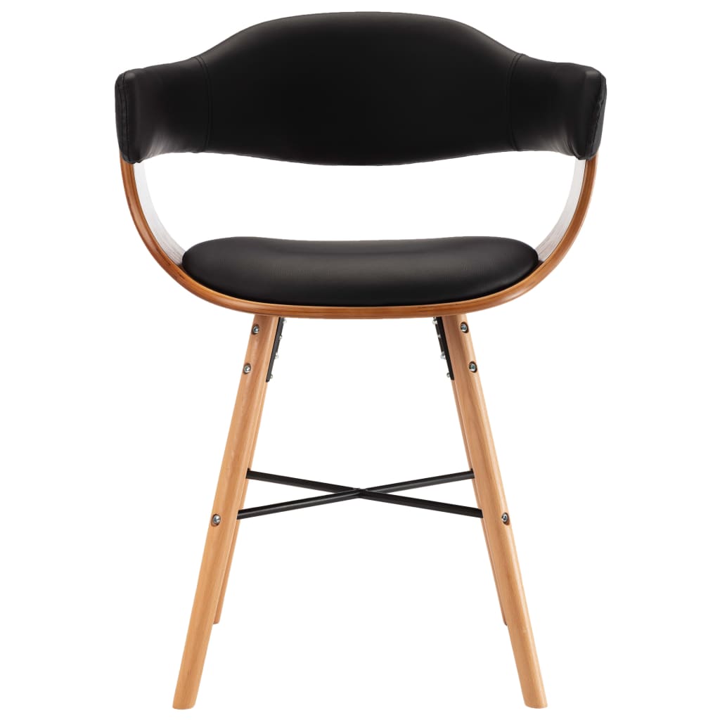 Dining chairs 2 pcs. Black faux leather and bentwood