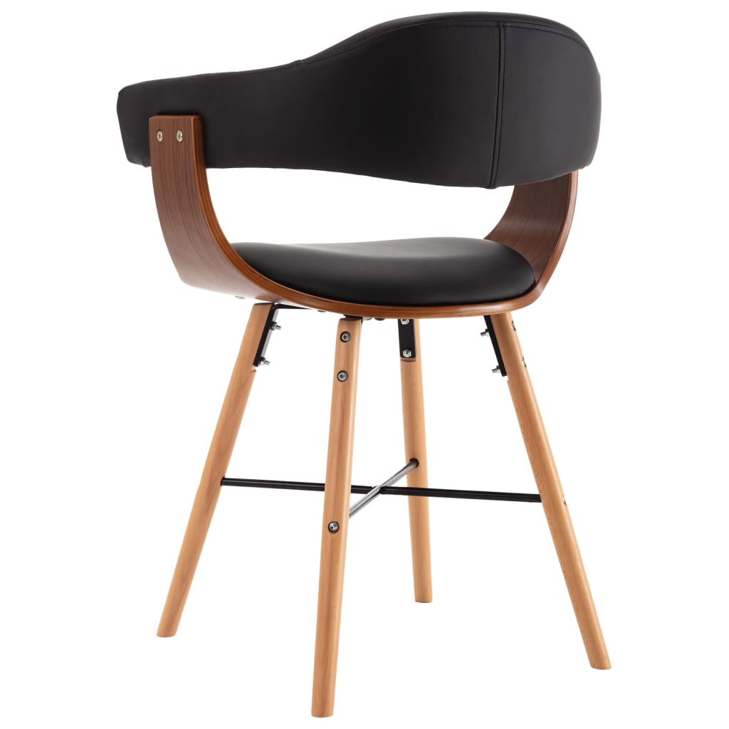 Dining chairs 2 pcs. Black faux leather and bentwood