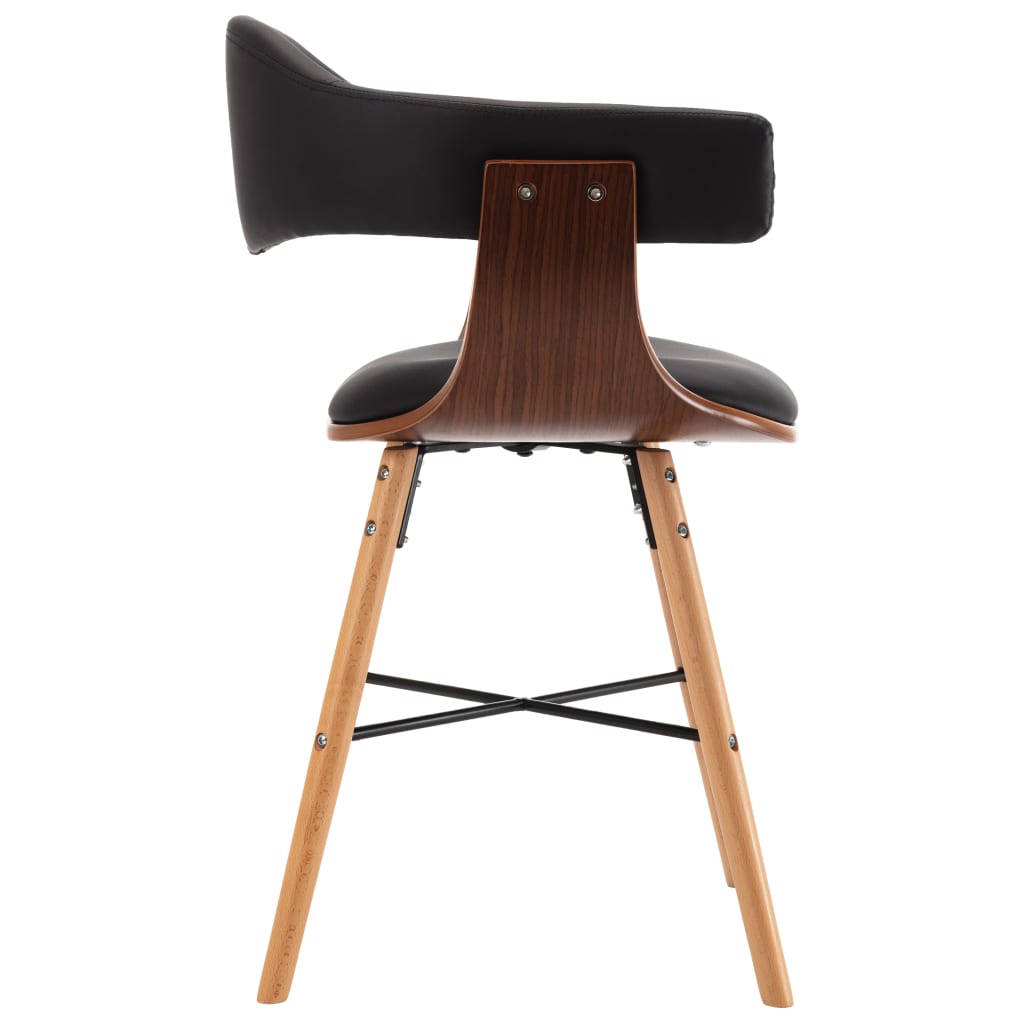 Dining chairs 2 pcs. Black faux leather and bentwood