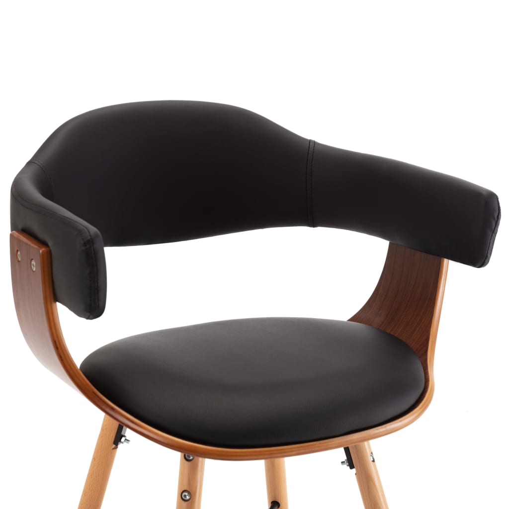Dining chairs 2 pcs. Black faux leather and bentwood