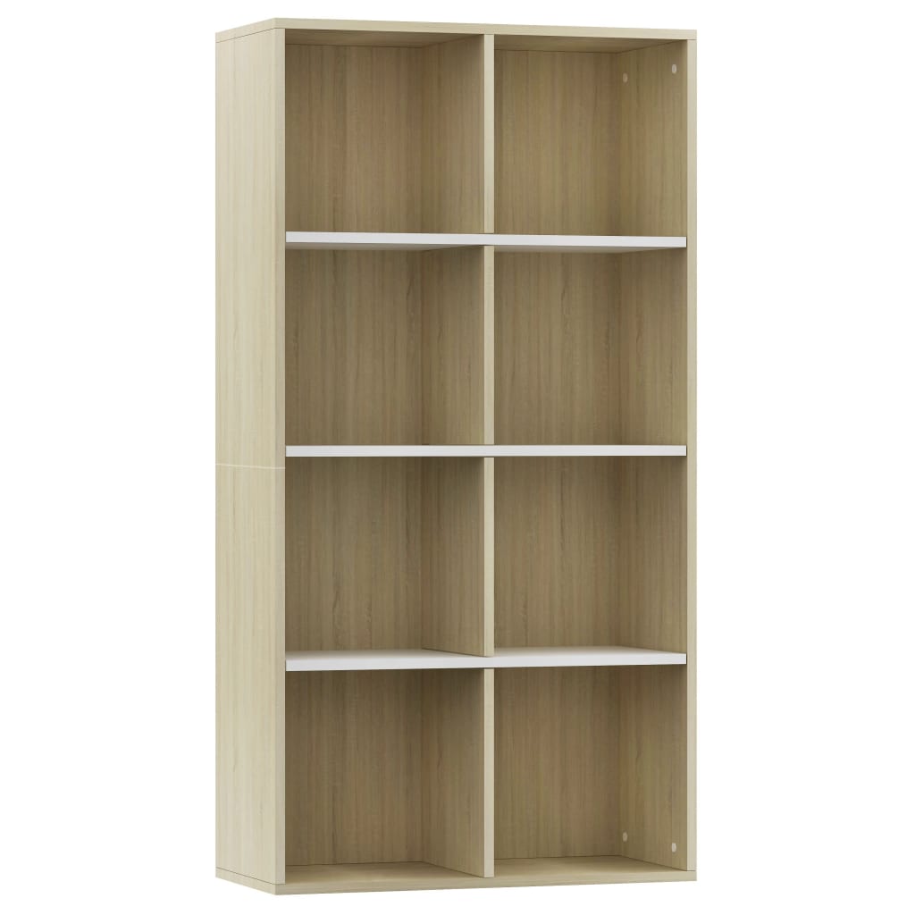 Bücherregal/Sideboard Weiß Sonoma-Eiche 66×30×130 cm