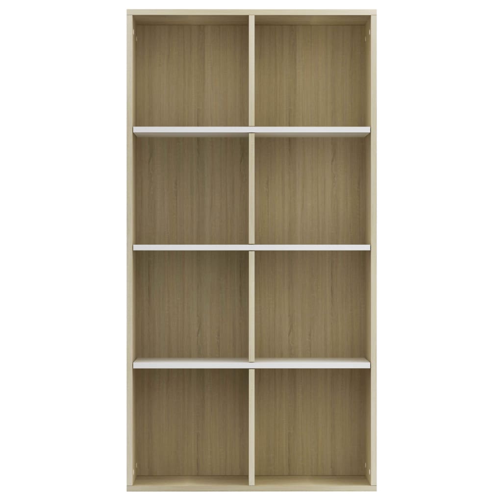 Bücherregal/Sideboard Weiß Sonoma-Eiche 66×30×130 cm