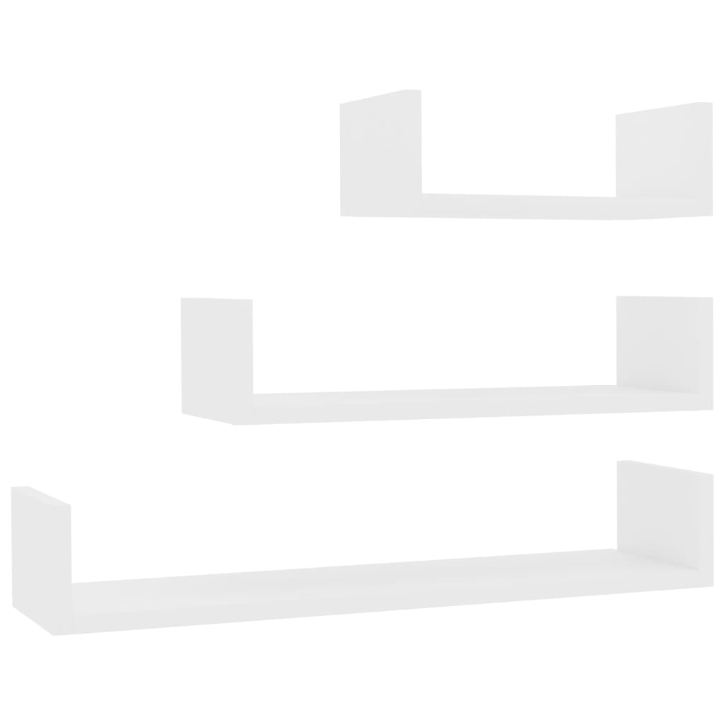 Wall shelf 3 pcs. White wood material