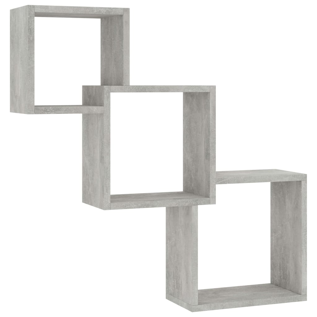 Cube Wall Shelves Concrete Grey 68x15x68 cm Wood Material