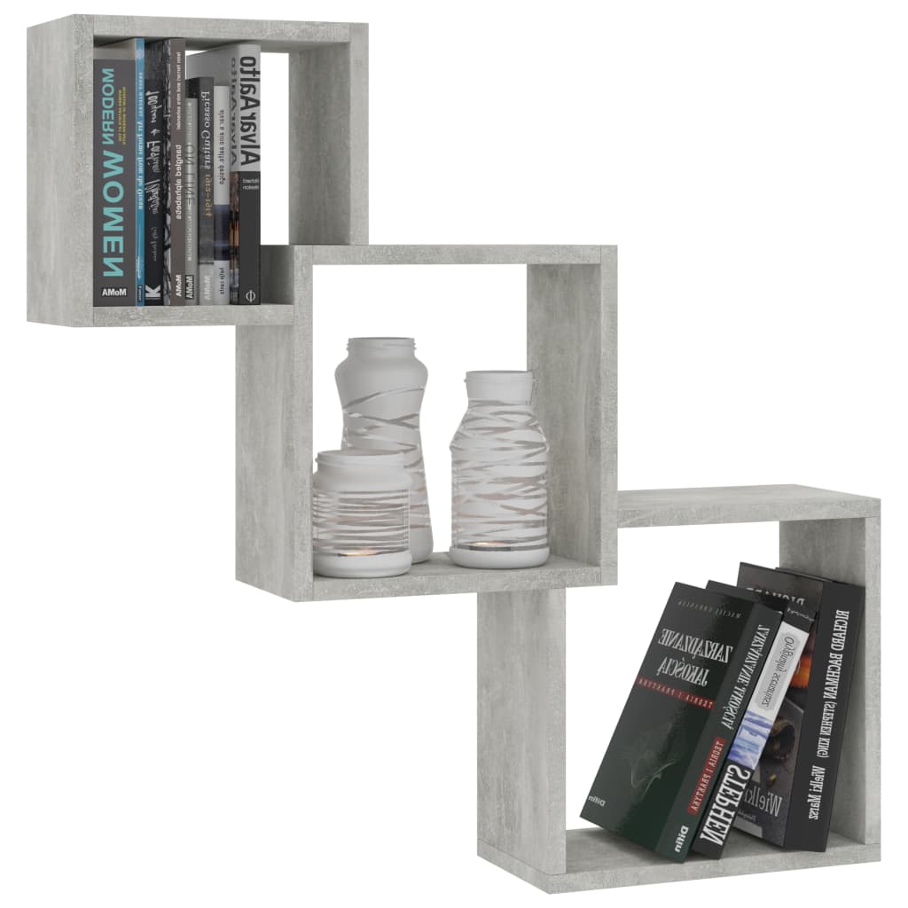 Cube Wall Shelves Concrete Grey 68x15x68 cm Wood Material