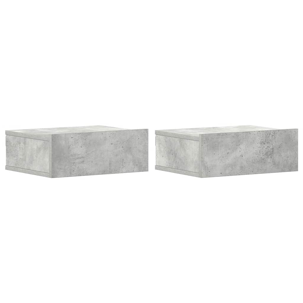 Hängende Nachttische 2 Stk. Betongrau 40x30x15 cm Holzwerkstoff