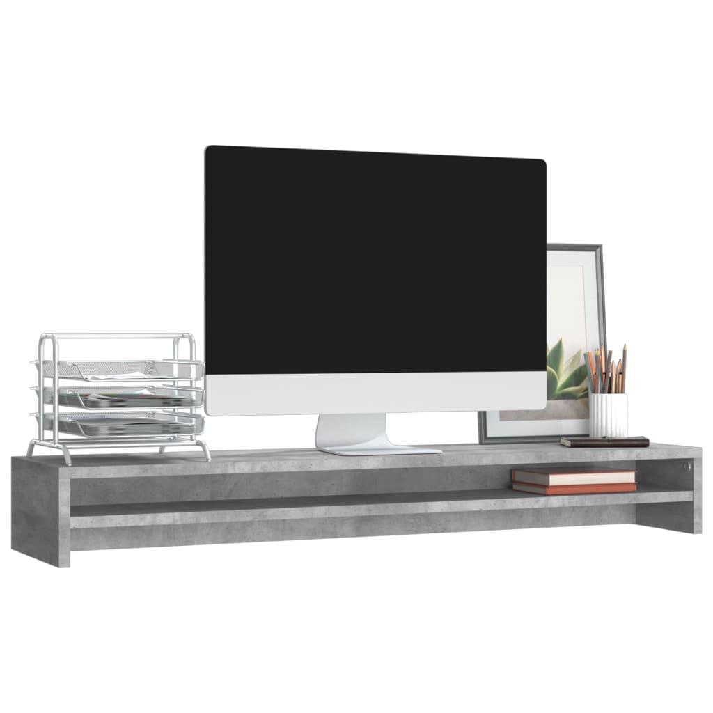 Monitorständer Betongrau 100x24x13 cm Holzwerkstoff