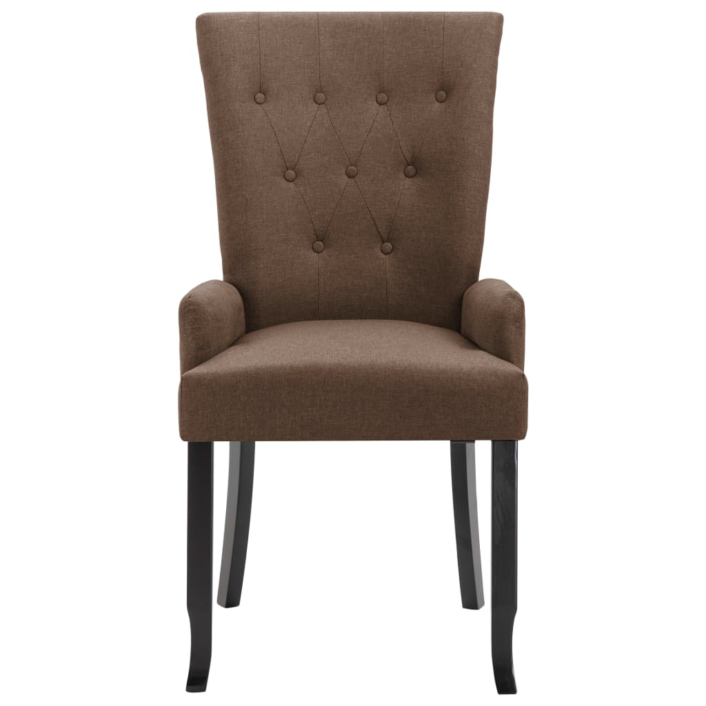 Dining chairs with armrests 4 pcs. Brown fabric